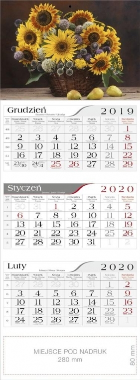 Kalendarz 2020 Trójdzielny Słoneczniki CRUX