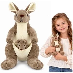 <img src='https://webimage.pl/pics/484/4/d5907990214033.jpg' style='height:440px' /> Pluszowa kangurzyca z małym beżowa 25cm