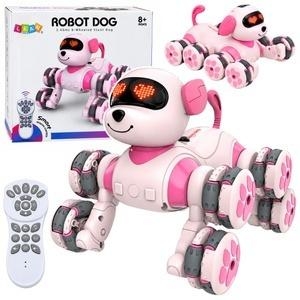 Pies robot rc 8 kół drift 360 akrobacje różowy