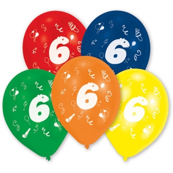 Balony lateksowe cyfra 6, 10 sztuk (48948)
