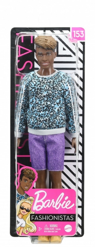 Lalka Barbie Stylowy Ken Bluza w niebieska panterkę (DWK44/GHW69)
