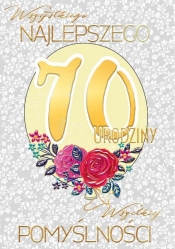 Karnet A5 Urodziny 70 - Balon glamour