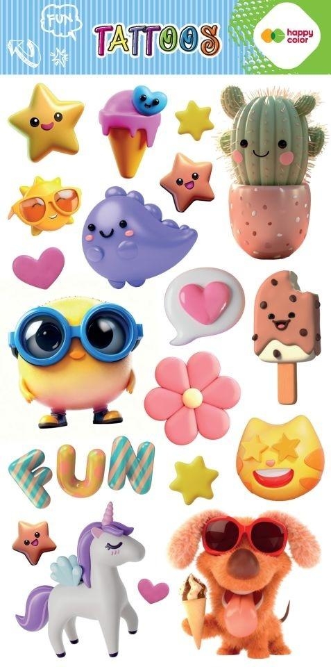 <img src='https://webimage.pl/pics/485/9/d5902979039485.jpg' style='height:440px' /> Tatuaże zmywalne Summer Fun HAPPY COLOR