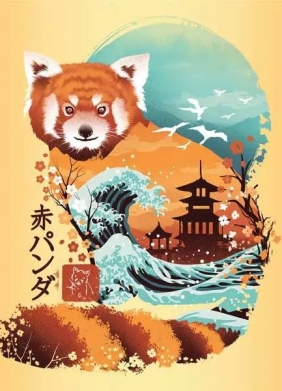 Ravensburger, Puzzle Mini 3x100: Ukiyo-E Koci Wojownik, Czerwona panda i Smok (12002048)