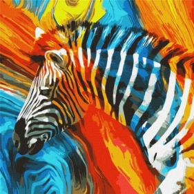 Malowanie po numerach - Kolorowa zebra 50x50cm