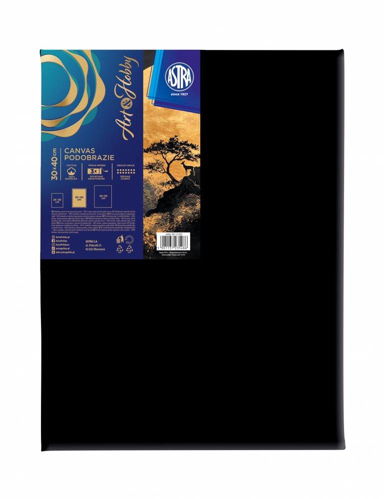 <img src='https://webimage.pl/pics/486/5/d801125002.jpg' style='height:440px' /> Podobrazie malarskie Astra Art&Hobby czarne, 30x40cm