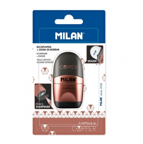 Temperówko - gumka MILAN CAPSULA COPPER czarna (BYM10379)