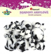 Pompony akryl animal biało-czarne 45szt.16073F