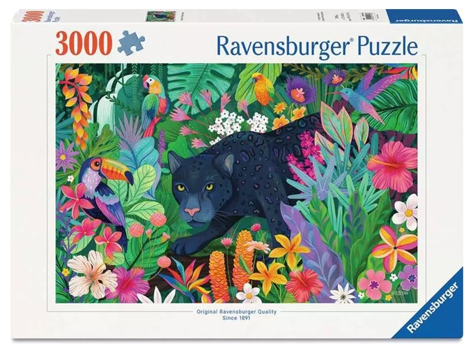 Ravensburger, Puzzle Pantera w kwitnącej dżungli - 3000 el.