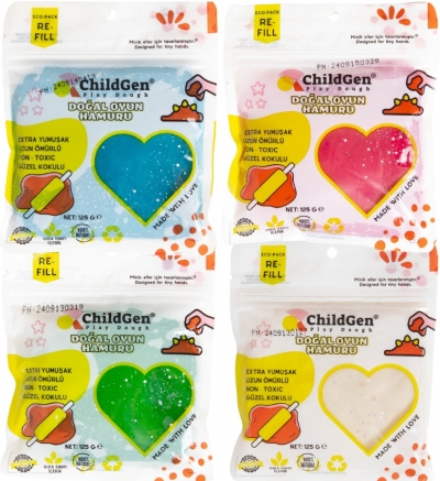 Naturalna ciastolina brokat eko-pack 4 kolory