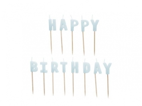 Świeczki Happy Birthday 2,5cm błękitne 13szt