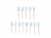 Świeczki Happy Birthday 2,5cm błękitne 13szt