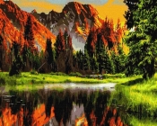 Zestaw do malowania po numerach, Krajobraz górski, 50 x 65 cm