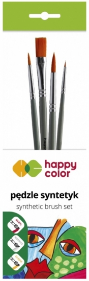 Happy Color, Zestaw pędzli syntetycznych mieszane B, 4szt (HA 7260 7261-02 PB4)
