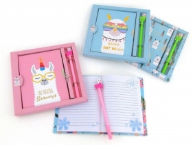 Pamiętnik Adar z długopisem, w ozdobnym pudełku, lamy (491489)