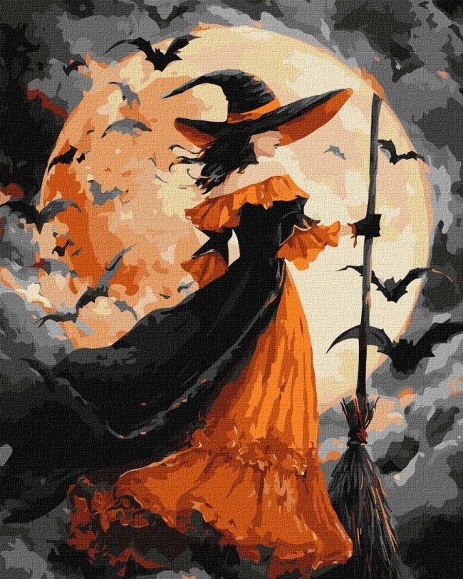 <img src='https://webimage.pl/pics/489/4/d4823104384489.jpg' style='height:440px' /> Malowanie po numerach - Czarownica przy księżycu