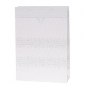 Torebka Lux 18x23x10cm brokat biała ROZETTE