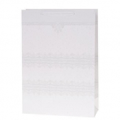 Torebka Lux 18x23x10cm brokat biała ROZETTE