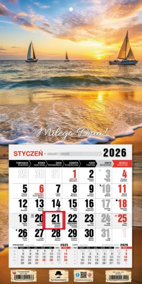 Kalendarz 2026 jednodzielny mini - Morze