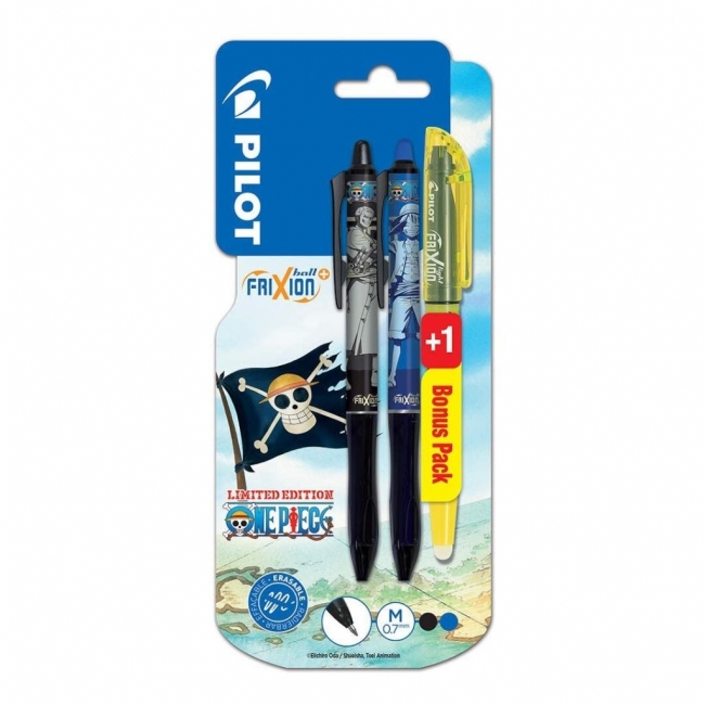 <img src='https://webimage.pl/pics/492/9/d3131910449492.jpg' style='height:440px' /> Pióro kulk Frixion 2 kolory+zakreślacz ONE PIECE