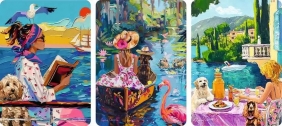 Ravensburger, Puzzle Mini 3x100: Podróże z psem (12002049)