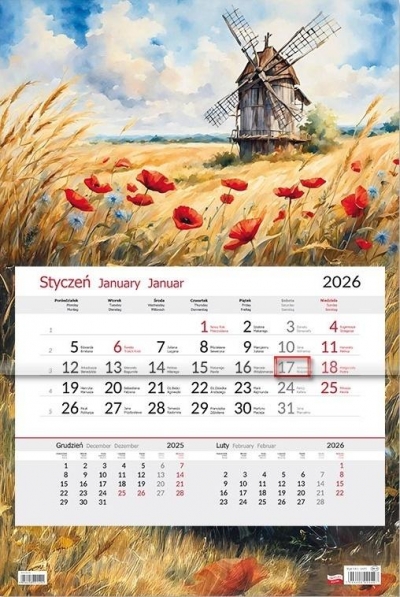 Kalendarz 2026 jednodzielny Młyn