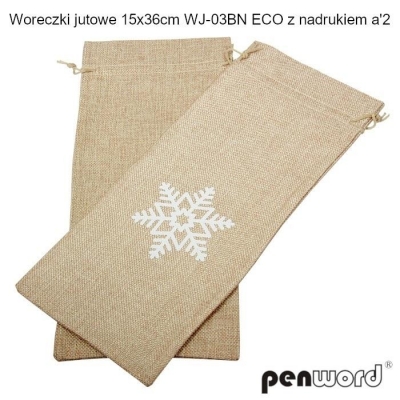 Woreczki jutowe eco z nadrukiem 36x15cm 2szt