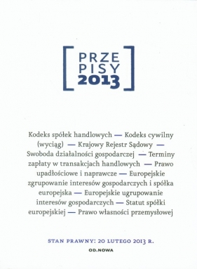Przepisy 2013 Prawo gospodarcze i handlowe