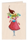 Karnet drewniany C6 + koperta Święta Kobieta ze słoikiem