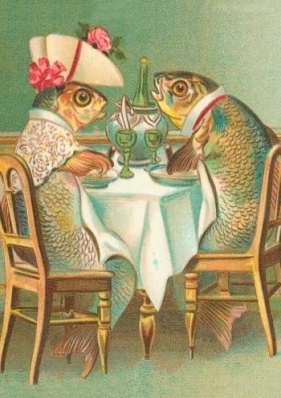 Karnet B6 z kopertą Ryby na kolacji