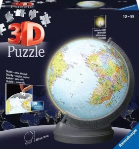Ravensburger, Puzzle 3D - Globus podświetlany