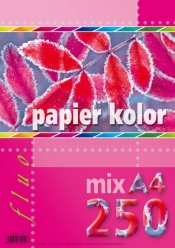 Papier kolorowy A4 250k mix kolorów fluo