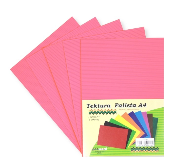 Tektura A4 falista różowa 5szt