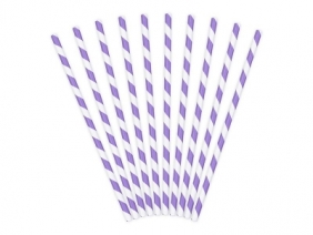 Słomki papierowe Partydeco 19.5cm, 10 szt. - liliowe (SPP1-004)