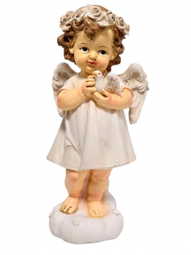 <img src='https://webimage.pl/pics/497/1/d5908451961497.jpg' style='height:440px' /> Figurka Aniołek z Gołąbkiem 23cm
