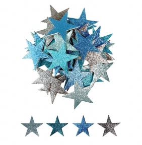 Brokatowe naklejki piankowe samoprzylepne - Stars, 36 szt.