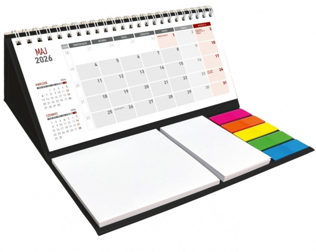 <img src='https://webimage.pl/pics/497/9/d5905031849497.jpg' style='height:440px' /> Kalendarz 2026 Biurkowy z notesem czarny