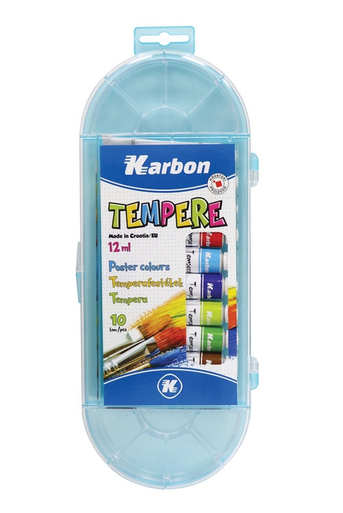 Farby Tempera 12ml 10 kollorów na palecie KARBON