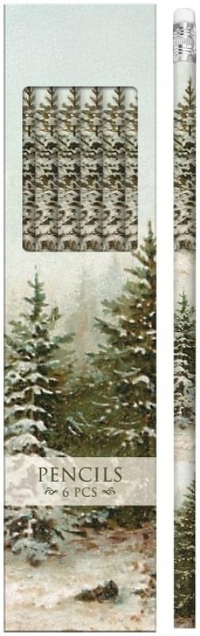 Ołówki ozdobne STPEN43 zimowy las 6szt