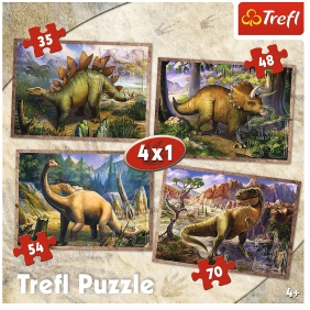 Trefl, Puzzle 4w1: Dinozaury (34249)