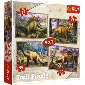 Trefl, Puzzle 4w1: Dinozaury (34249)