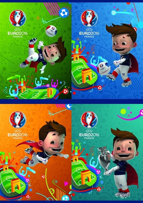 Zeszyt A5 EURO 2016 w trzy linie 16 kartek 15 sztuk mix