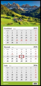 Kalendarz 2026 Trójdzielny Góry Dolomity