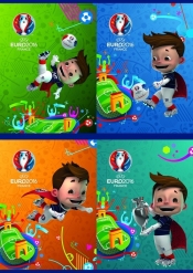 Zeszyt A5 EURO 2016 w trzy linie 16 kartek 15 sztuk mix