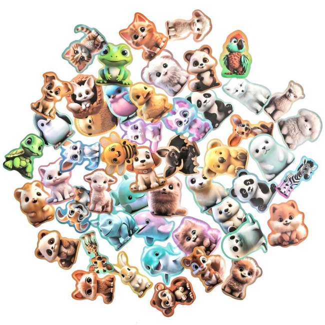 Naklejki winylowe - kreskówkowe zwierzątka 4-6cm