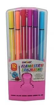 Flamastry trójkątne Fun & Joy 12 kolorów różowe pudełko - <br />