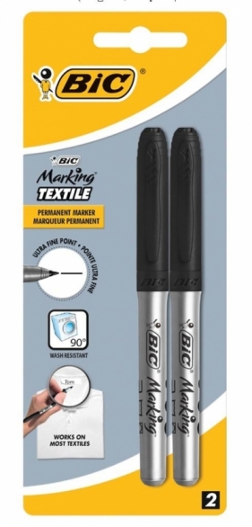 Marker do tekstyliów 0,9mm czarny Blister 2szt