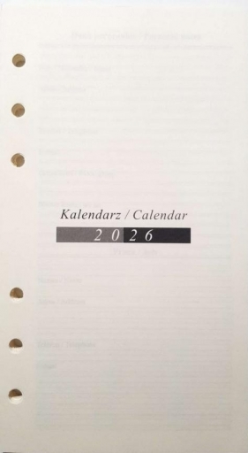 Wkład do organizera terminarz 2026 9,5x17,2cm