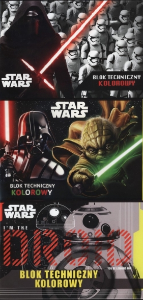 Blok techniczny A4 Star Wars z kolorowymi kartkami 10 kartek 10 sztuk mix