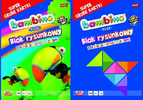 Blok rysunkowy A4 Bambino z kolorowymi kartkami 16 kartek 10 sztuk mix
